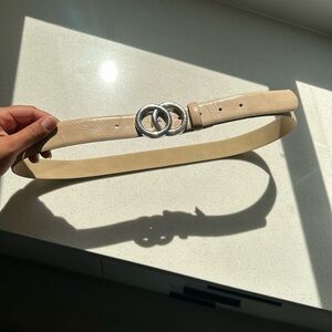 Elegant Tan Belt with Silver Buckle